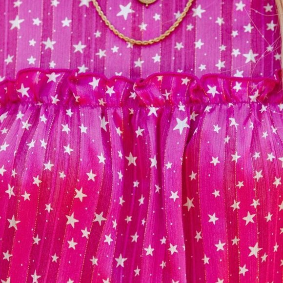 VICI Pink Magenta Shooting Stars Tiered Shimmer Blouse Top Shirt Small 4-6 NWT - Picture 5 of 12